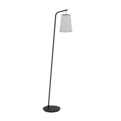 Imagen de EGLO Alsager Lámpara de pie alta para el salón, adecuada colocar en un rincón, fabricada metal color negro con pantalla fieltro gris, portalámparas E27 y una altura 170 cm