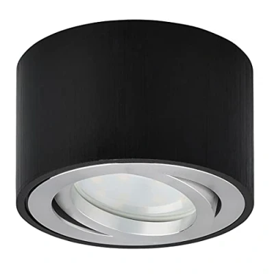 Imagen de KYOTECH Focos LED Techo Superficie Orientable incl. Bombilla 5W Módulo Plafón Blanco Cálido 3000K Interior 400LM Ronda Negro Cepillado Lampara