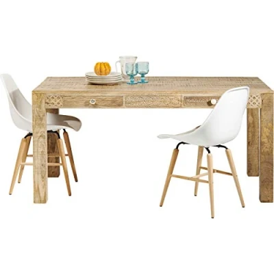 Imagen de KARE Puro Plain Mesa, Mango de Madera Maciza, MDF, Natur, 80 x 160 76 cm