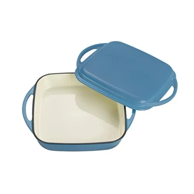 Imagen de Echtwerk Juego 2 en 1 Universal Sartén de Hierro fundido para asar y servir con tapa revestimiento esmaltado Apta horno, barbacoa, parrilla e inducción Gris 1,5 l