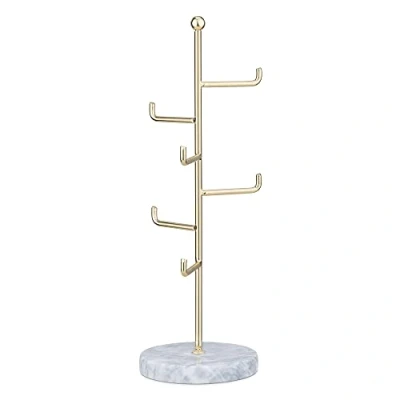 Imagen de Navaris Soporte para joyas y accesorios Árbol joyero cuelga collares pendientes pulseras cadenas anillos Porta joyería de metal con 6x barra