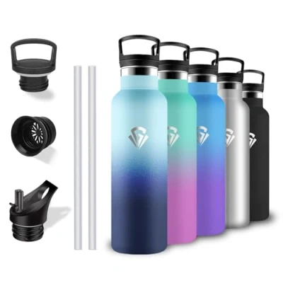 Imagen de Grsta Botella Agua Acero Inoxidable, Termica 500ml, A Prueba de Fugas, Cantimplora con Pajita, Mantiene 24H Frio/12H Calor, Infantil, Termo para la Oficina, Deportiva, Escuela