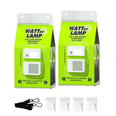 Imagen de 2Ud Lámpara de Agua Salada. Luz LED y Sal. Emergencia sin baterías, Impermeable, Portátil para Camping, Pesca Nocturna, Viajes al Aire Libre.