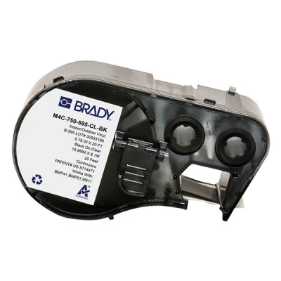 Imagen de Brady M4C 750 595 CL BK cinta vinilo negro sobre transparente 19,05 mm x 6,1 m (original)