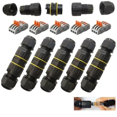 Imagen de Caja de conexiones CESFONJER Impermeable al aire libre IP68 Línea 3 vías Conector Cable M25 Rango cables 6 11 mm alimentación Acoplador externo manga protección (5 PCS)