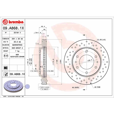 Imagen de Disco de freno BREMBO 09.A868.1X