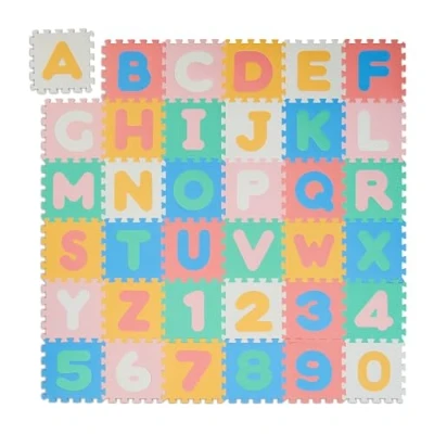 Imagen de Relaxdays Alfombra Infantil Puzzle ABC y Números, 36 Piezas, Tapete de Juego Niños, 171 x cm, Gomaespuma, Multicolor