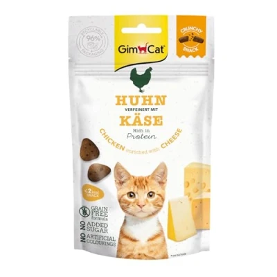 Imagen de GimCat Snacks crujientes Pollo con Queso Golosinas para Gatos y ricas en proteínas 1 Bolsa (1 x 50 g)