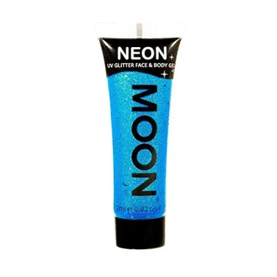 Imagen de Moon Glow Gel facial y corporal con purpurina UV neón Pintura Azul 12 ml (Paquete de 1)