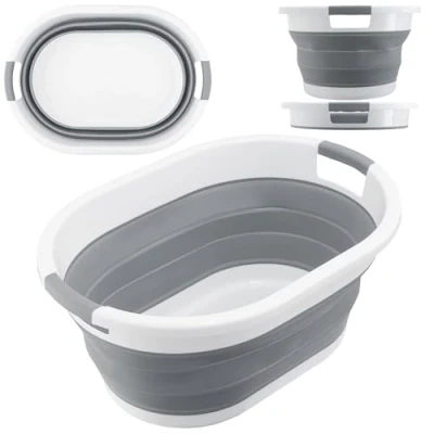 Imagen de Cesto Plegable de Colada Silicona con Asas Capacidad 37 Litros Gris Canasto Plastico Cesta para Ropa Limpieza Camping Facil Plegado Ahorra Espacio