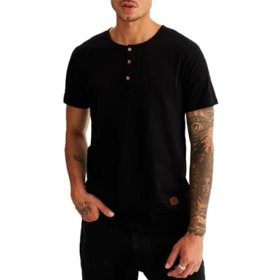 Imagen de Leif Nelson Camiseta para Hombre con Cuello Redondo LN 8280 Negro Large