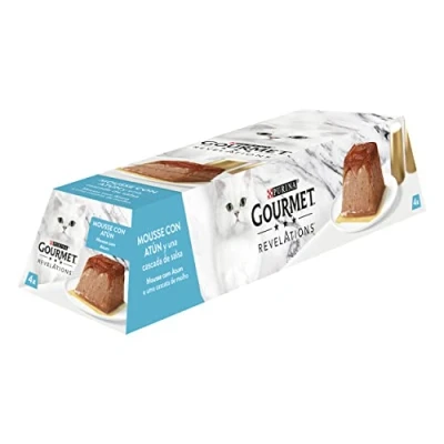 Imagen de Gourmet Purina Revelations Mousse con Salsa, Comida Húmeda para Gato Atún, 6 packs de 4 pirámides 57g 24