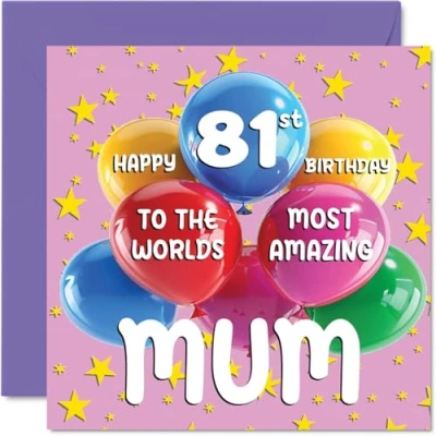Imagen de Tarjeta de cumpleaños número 81 para mamá World&#039;s Most Amazing Mum feliz hija hijo, 145 mm x mm, años, tarjetas felicitación mamá, madre,