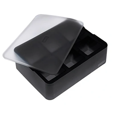 Imagen de Lurch Ice Former Premium Heladera de silicona con tapa para seis cubitos hielo 5 cm, color negro