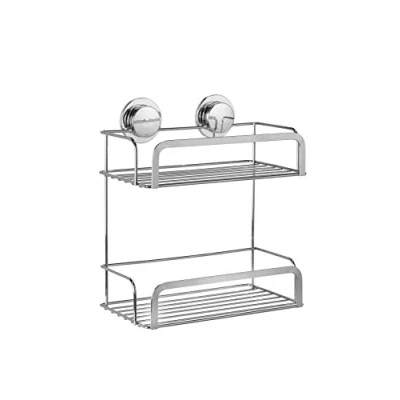 Imagen de Croydex QM290541 Stick N Lock Cesta de Ducha Adhesiva, 5 años garantía Libre óxido, Color Plateado