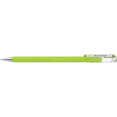 Imagen de Pentel K110 VKX Mattehop Bolígrafo roller de tinta gel con alta opacidad, acabado mate, modelo tapa, 1 unidad, color amarillo y verde