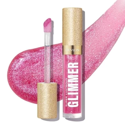 Imagen de REVLON Super Lustrous Glimmer Gloss, brillo de labios, No pegajoso, Efecto multidimensional, Gloss con eco vegetal, 008 Rose Glow