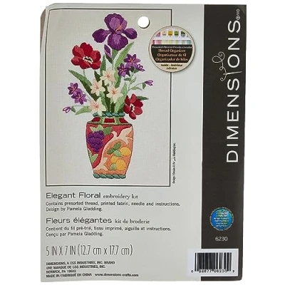 Imagen de Dimensions Elegante Floreale Crewel Mini Kit 5 &quot;X 7&quot; cucita In Filo