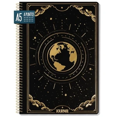 Imagen de paper&amp;you® Bullet Journal dotted A5 con espiral &quot;New Adventures&quot;, 160 páginas, cuaderno punteado espiral, bloc de notas, sostenible y respetuoso el medio ambiente