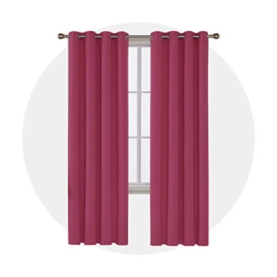Imagen de Deconovo Cortinas Opacas con Aislamiento térmico para Ventanas, Paneles de oscurecimiento habitación, 52 x 84 Pulgadas, 1 Panel, Color Rosa