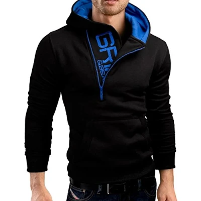 Imagen de Grin&amp;Bear Sudadera con Capucha, de Corte Ajustado, Media Cremallera, GEC401 Negro L