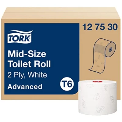 Imagen de Tork 127530 rollos de papel higiénico Advanced suave T6 / wc 2 capas compatibles con el sistema para compacto T6, 27 x paquete