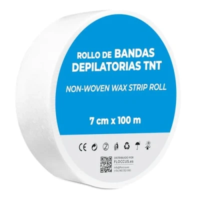 Imagen de Rollo de Bandas Depilatorias TNT 7 cm x 100 metros 1 para Depilación con Cera Apto Uso Profesional en Centros Belleza y Estética (1 Rollo)