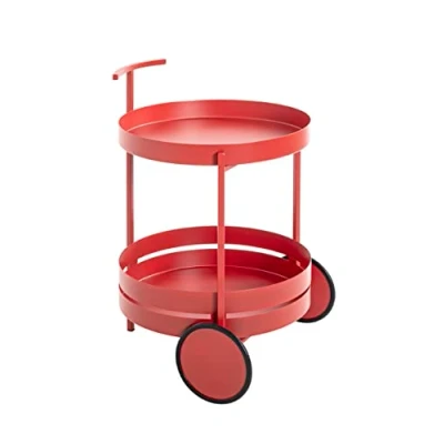 Imagen de HAKU Möbel Carro de servicio rojo, metal, metal Dim.: AL 62 cm x diámetro 42 cm, Estilo: Moderno