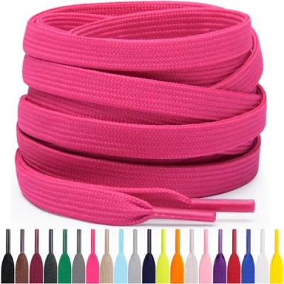 Imagen de Miscly Cordones Planos para Zapatillas, Disponibles en Varias Tallas y Colores (Rosa Neón, 160 cm)