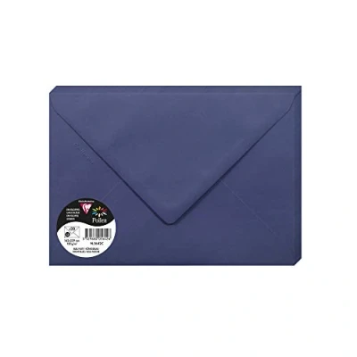 Imagen de Clairefontaine 5642C Un paquet de 20 enveloppes Pollen gommées 16,2x22,9 cm 120g, Bleu nuit