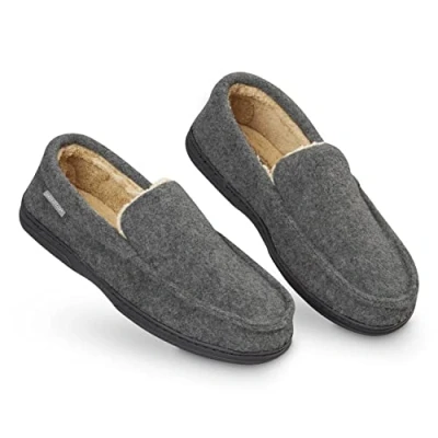 Imagen de DUNLOP Zapatillas Casa Hombre, Pantuflas Estilo Mocasines Cerradas, de Invierno Calientes Suela Goma Dura, Regalos Originales para Hombre (Gris Oscuro,41)
