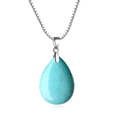 Imagen de COAI Collar para Mujer de Plata Ley con Colgante Gota Agua en Amazonita