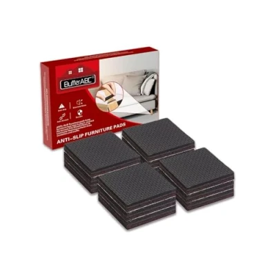 Imagen de Almohadilla antideslizante de goma para muebles, 12 almohadillas antideslizantes 50 mm la fijación en lugar los proteger tu suelo (cuadrado)