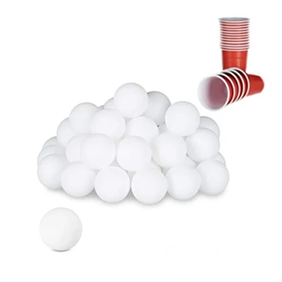 Imagen de Relaxdays Pelotas Ping Pong, Beerpong Bolas, 48 Unidades, Juego para Fiestas, Lisas y Vacías, 38 mm, Plástico, Blanco