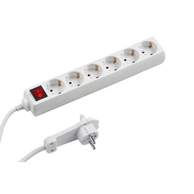 Imagen de Meister 7430880 Regleta de 6 enchufes (Extra Plano, Cable 2 m, IP20, para Interiores, Interruptor Iluminado, con protección Infantil), Blanco, fach