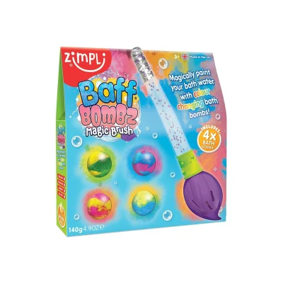 Imagen de Baff Bombz Cepillo Mágico de Zimpli Kids, 4 x Bombas Baño, Pinta Mágicamente tu Agua Juguete Baño Creativo para Niños, Regalos Cumpleaños Niños y Niñas