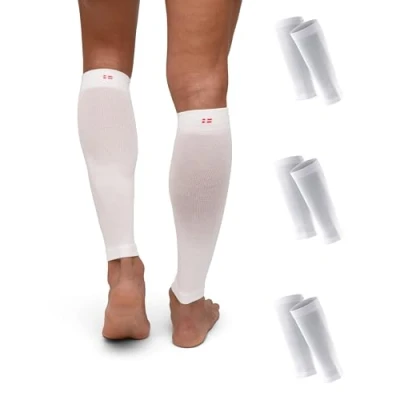 Imagen de DANISH ENDURANCE Mangas de compresión graduadas pantorrilla 21 26mmHg para hombres y mujeres, paquete 3 Blanco L