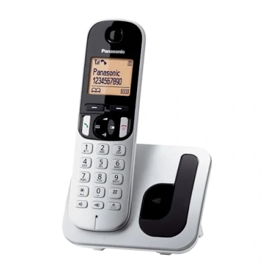 Imagen de Panasonic KX TGC210SPS Teléfono Inalámbrico Digital, Unidad Base y 1 Auriculares, Identificador Bloqueo de Llamadas, Altavoz Manos Libres, Modo Ecológico, Reloj Despertador, Pantalla LCD, Plateado
