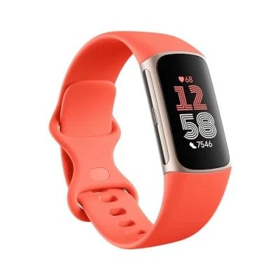 Imagen de Fitbit Charge 6 Oro (Banda De Silicona Naranja)