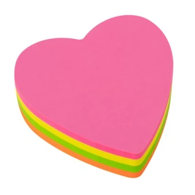 Imagen de APLI 16277 Notas adhesivas corazón 70 x mm bloc de 200 hojas 4 colores surtidos fluorescentes