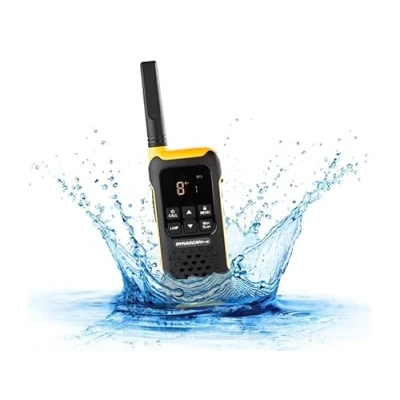 Imagen de Dynascan Pareja de Walkie Talkies PMR 446 Sumergibles, F 15 con Microauriculares Incluidos 16 Canales VOX Doble Escucha en Color Amarillo y Negro