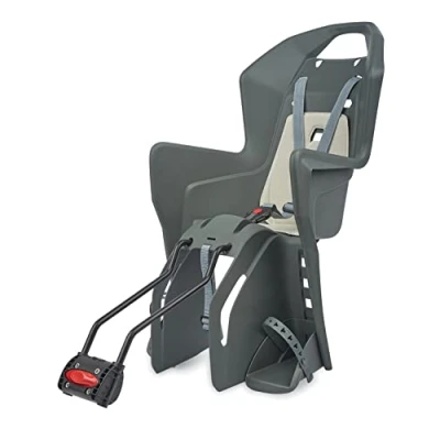 Imagen de POLISPORT 8631400029 Silla Trasera KOOLAH 29&#039;&#039; para Bicicleta con Ruedas de 26&#039;&#039; a Apta niños un Peso 9 22Kg Anclaje en el Cuadro Color Gris carbón/Crema