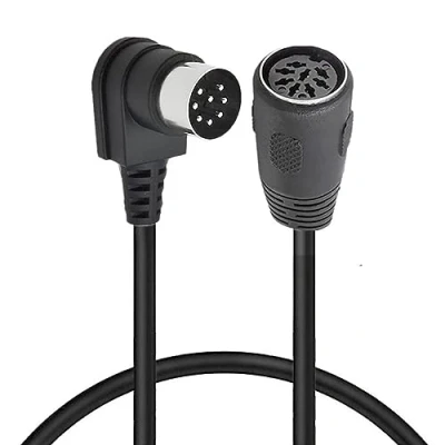 Imagen de HUHANGGod cable de extensión DIN 8 pines, adaptador MIDI pines macho 90 grados a hembra, audio para altavoz Bang Olufsen PowerLink MK2 (0,5 metros)