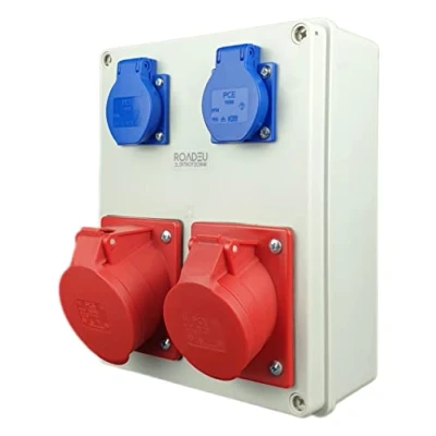 Imagen de RoadEu Enchufes de Pared para Casa, Taller y Garaje, Distribuidor Corriente 2x Schuko 230V 1x CEE 16A, 32A Cableado, Conexión Rápida, Instalación Fácil, Construcción Robusta