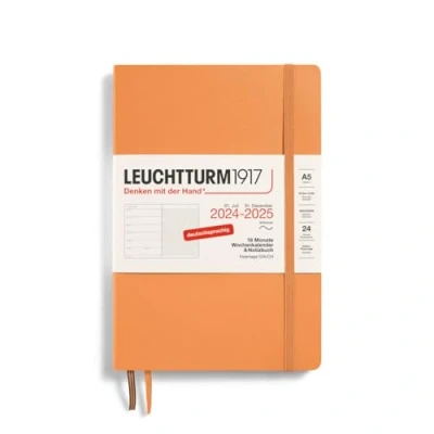 Imagen de LEUCHTTURM1917 370622 Agenda semanal y cuaderno 2025, tamaño mediano A5, tapa blanda, planificador de 18 meses, 80 g, a rayas, color albaricoque