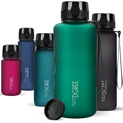 Imagen de 720DGREE Botella Agua 2 litros “uberBottle“ Tamiz Fruta, softTouch Sin BPA, Prueba de Fuga, Reutilizable, Antigoteo XXL Cantimplora, Water Bottle Ideal para Fitness, Gimnasio, Deporte, Outdoor
