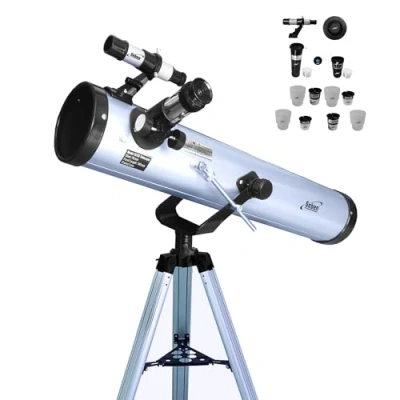 Imagen de Seben 76/700 AZ Telescopio astronómico de Espejos para niños Que Incluye un trípode Aluminio y Gran Juego filtros el Ocular