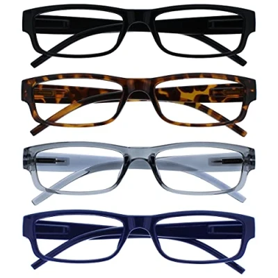 Imagen de The Reading Glasses Company La Compañía Gafas De Lectura Negro Marrón Gris Azul Ligero Lectores Valor Pack 4 Hombres Mujeres RRRR32 1273 +2,50