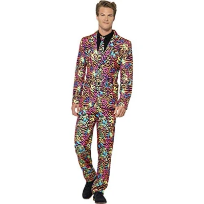 Imagen de Smiffys Traje fluorescente, Multicolor, con chaqueta, pantalón y corbata
