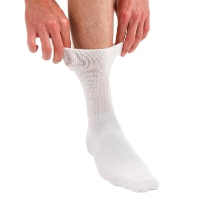 Imagen de 6 pares de calcetines bambú para diabéticos sin costuras, color negro o blanco, cintura cómoda, goma, hombre y mujer, transpirables (FR/ES, Números, 36, 40, Regular, Blanco)